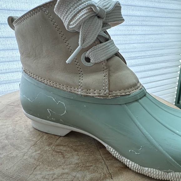 Sperry Women's Saltwater 2-Eye Duck Boots - Ivory/Sage Size 9, Galoshes, Lace Up - Picture 9 of 12